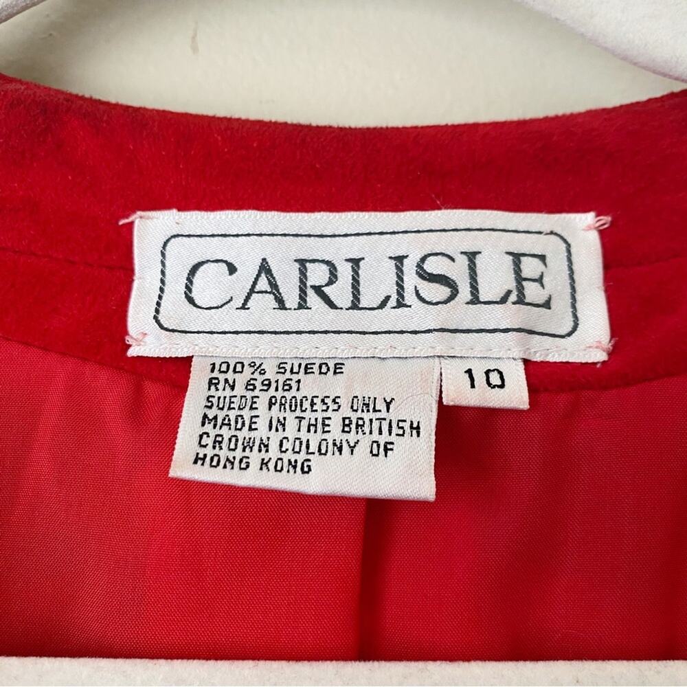 Carlisle | Vintage 100% Suede Button Front Blazer Jacket Classic Dressy Red 10 - Picture 6 of 6